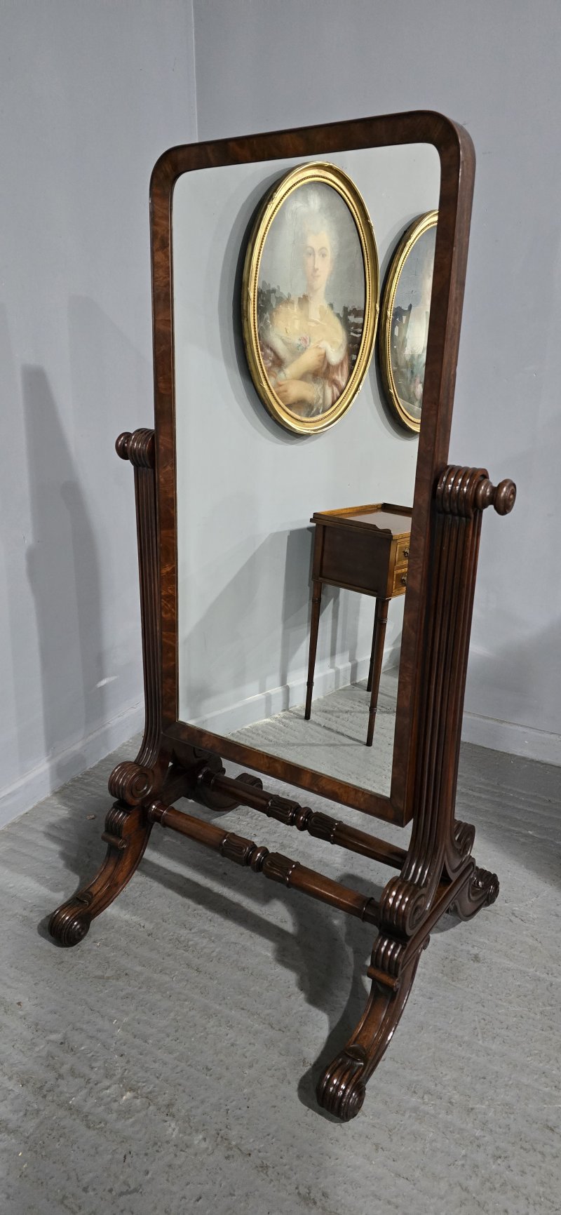 Fine Regency Mahogany Cheval Mirror - Image 3