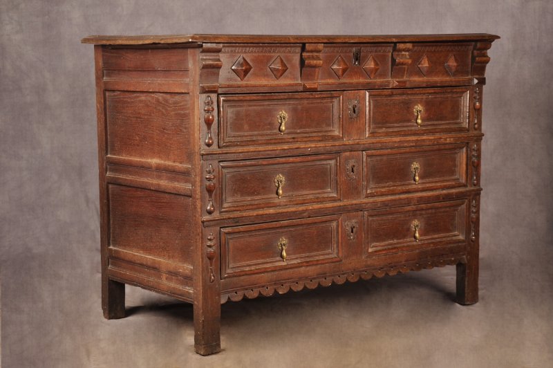 Rare 17th Century Oak Chest Of Drawers