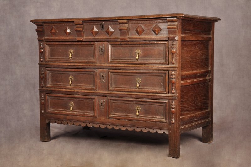 Rare 17th Century Oak Chest Of Drawers