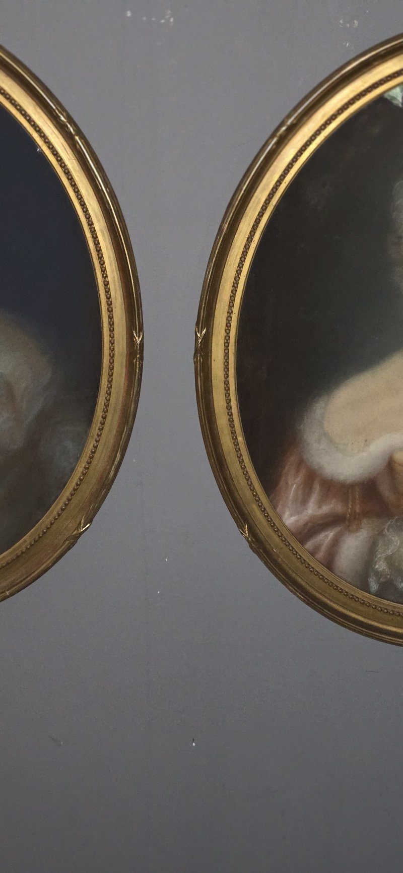Large Pair Pastels in Gilt Frames