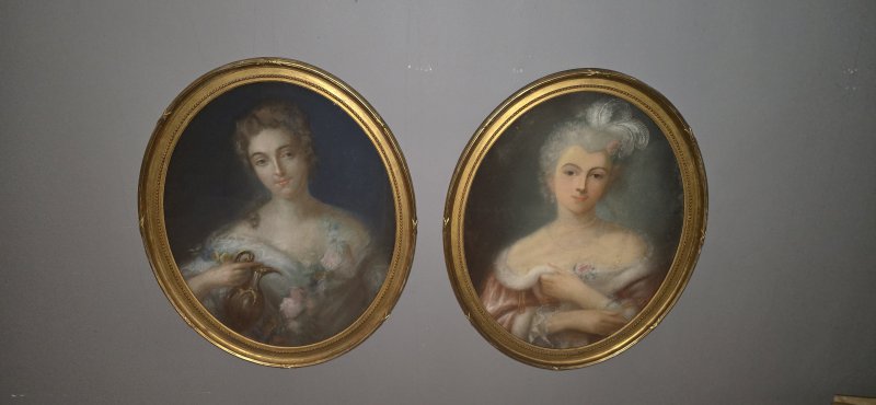 Large Pair Pastels in Gilt Frames