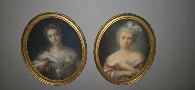 Large Pair Pastels in Gilt Frames