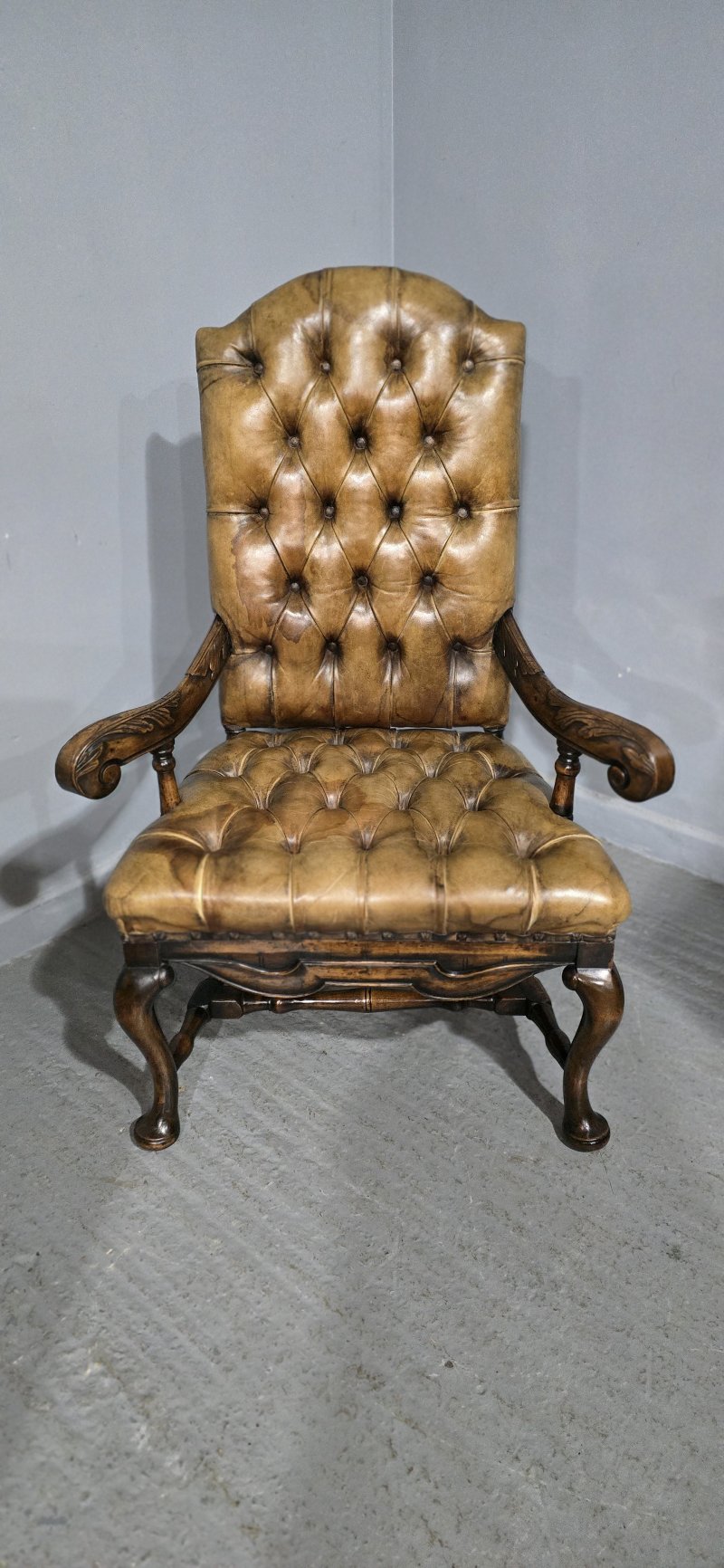 William and Mary Walnut Library Chair