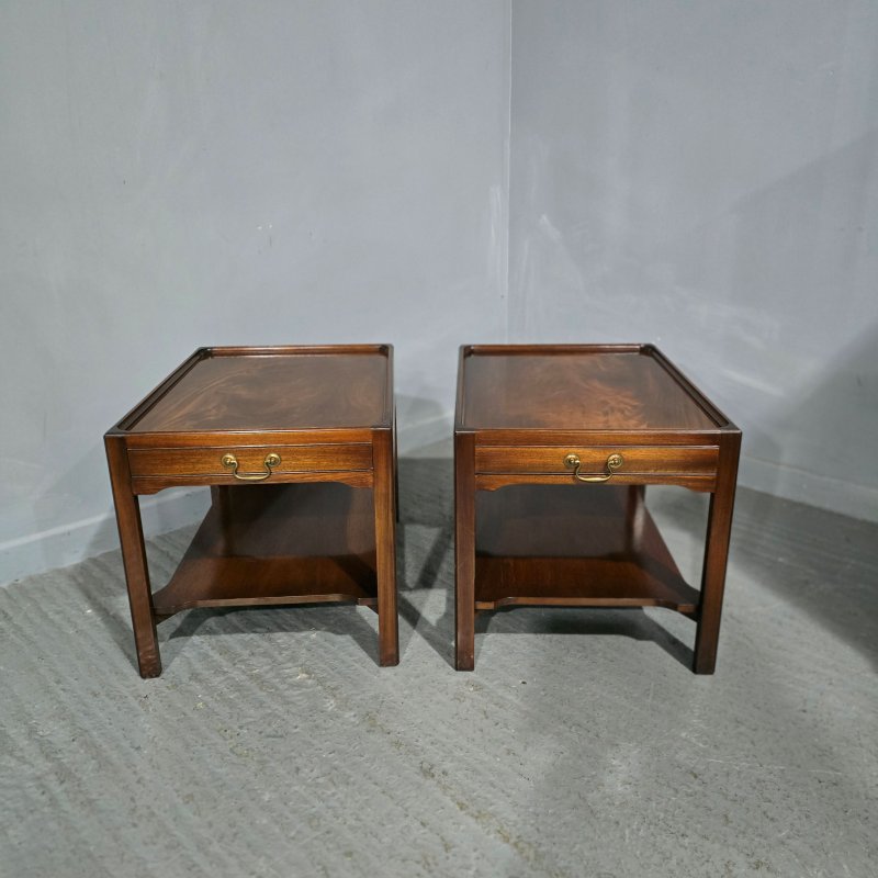 Wonderful Pair Mahogany Lamp Tables