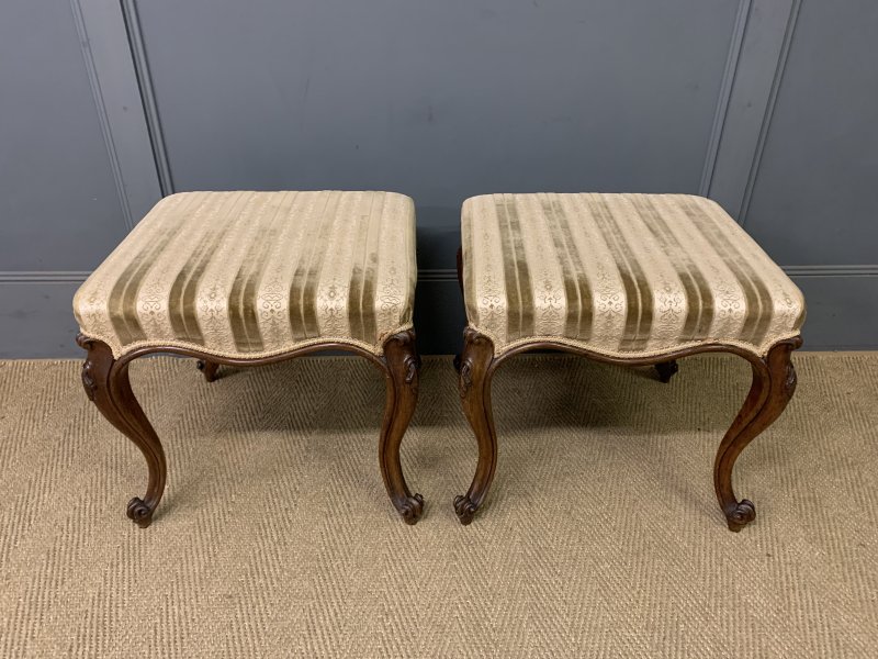 Pair of Victorian Cabriole Leg Stools - Image 6