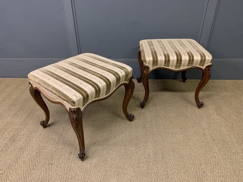 Pair of Victorian Cabriole Leg Stools - Image 7