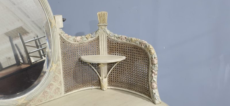 Super French Painted Bergere Dressing Table - Image 3