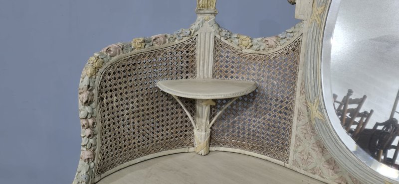 Super French Painted Bergere Dressing Table - Image 10