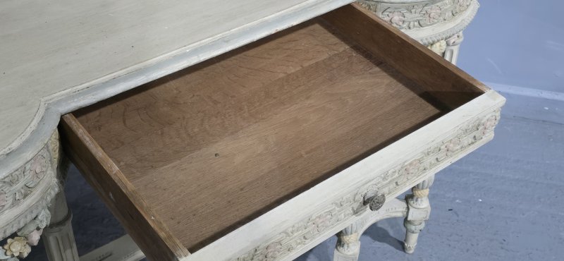 Super French Painted Bergere Dressing Table - Image 4