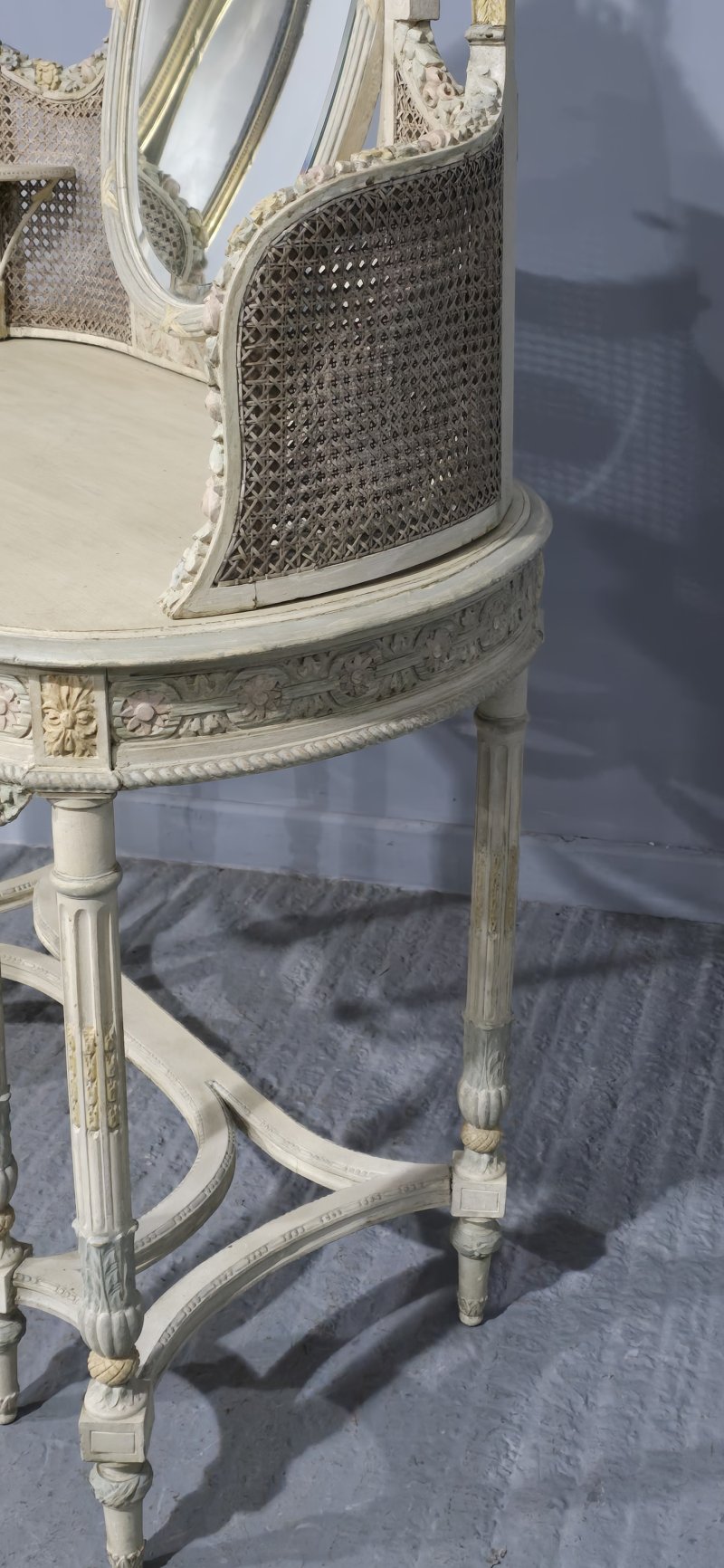 Super French Painted Bergere Dressing Table - Image 5