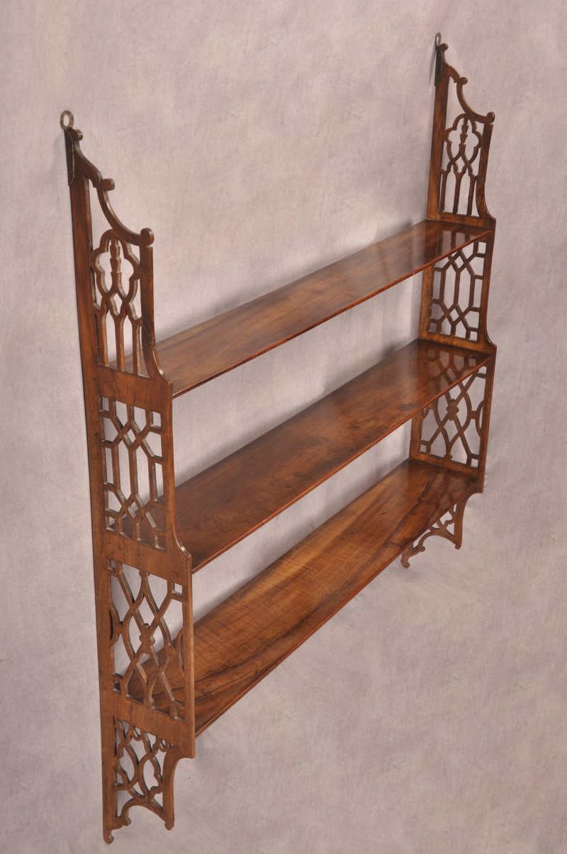 18th Century Padouk Wood Chippendale Hanging Shelves