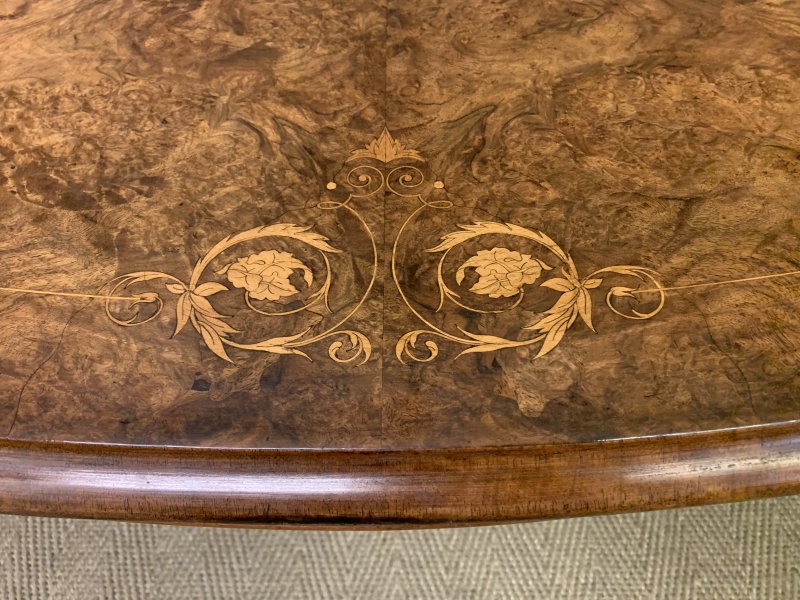 Large Sized Victorian Inaid Burr Walnut Coffee Table - Image 5