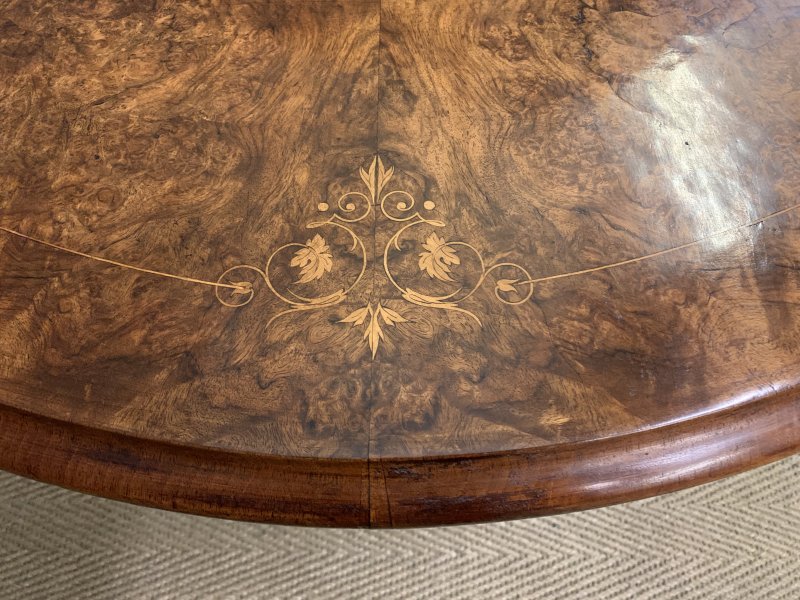 Large Sized Victorian Inaid Burr Walnut Coffee Table - Image 7
