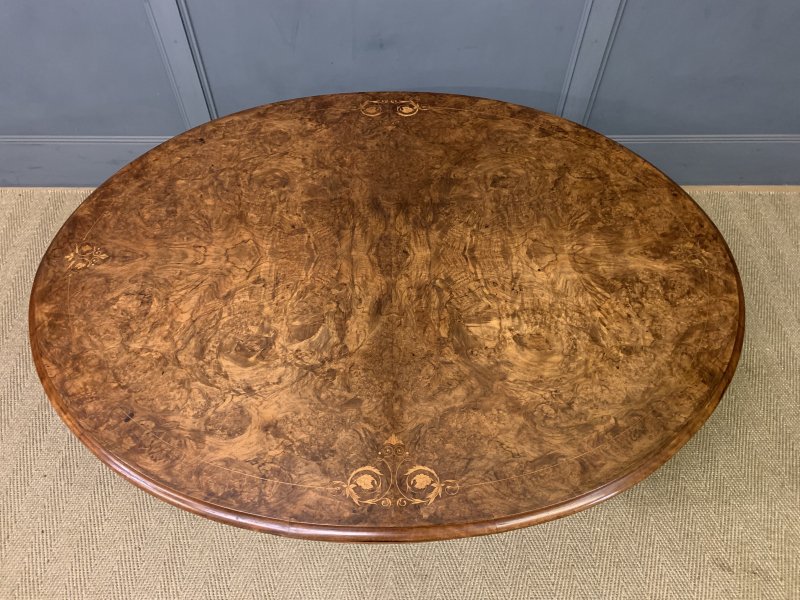 Large Sized Victorian Inaid Burr Walnut Coffee Table - Image 14
