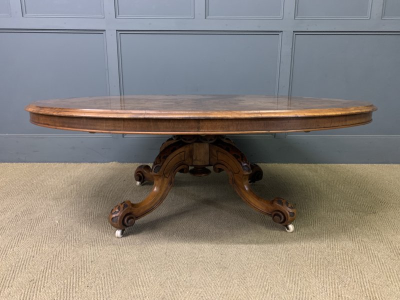 Large Sized Victorian Inaid Burr Walnut Coffee Table - Image 9