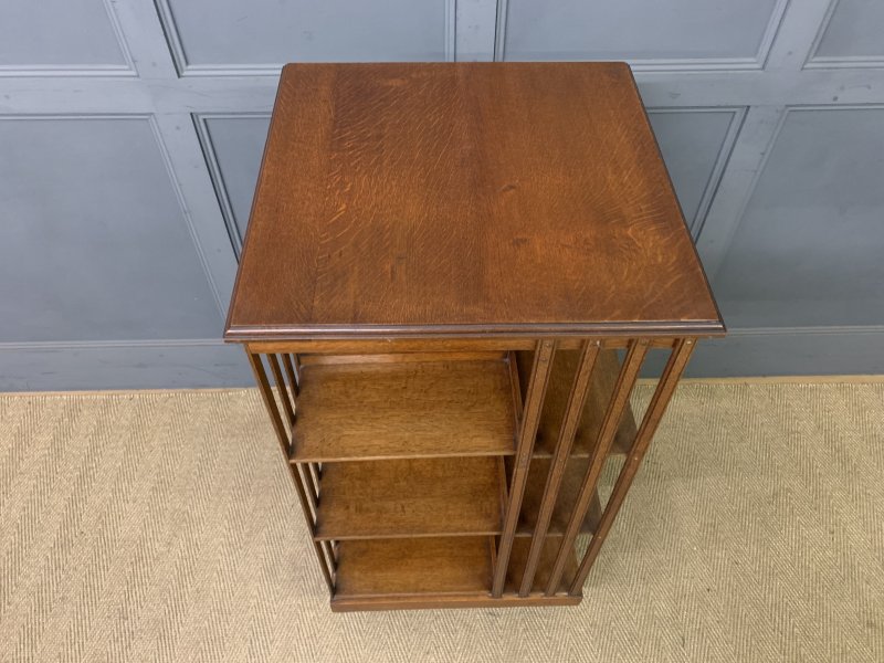 Large Sized 3 Tier Oak Revolving Bookcase - Image 8