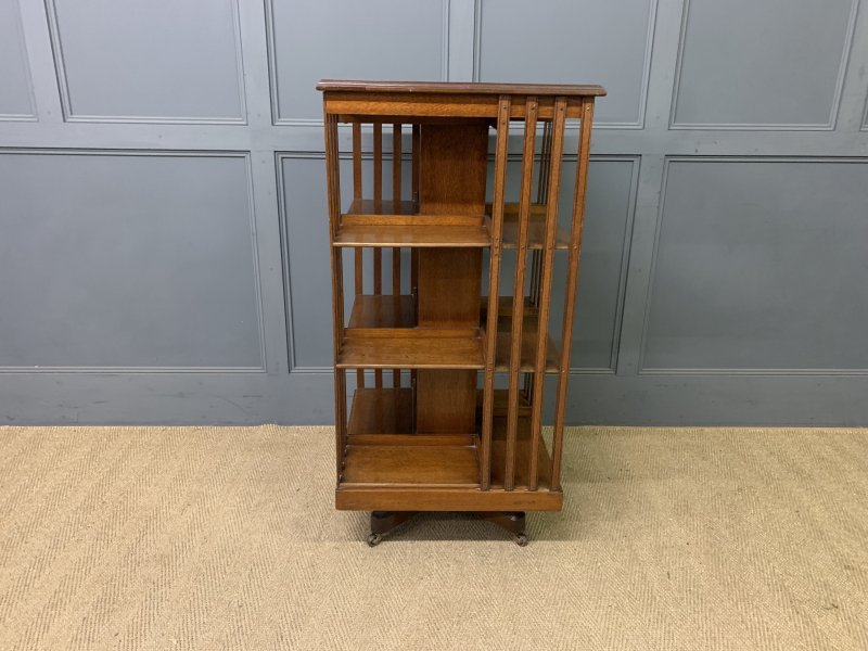 Large Sized 3 Tier Oak Revolving Bookcase - Image 6