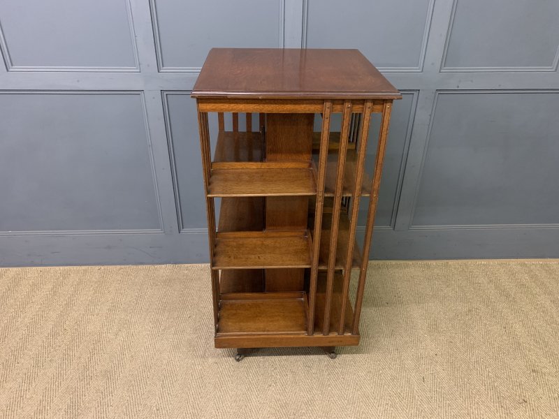 Large Sized 3 Tier Oak Revolving Bookcase - Image 10
