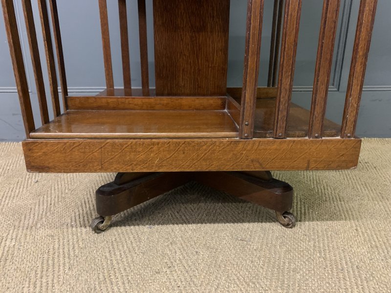 Large Sized 3 Tier Oak Revolving Bookcase - Image 9