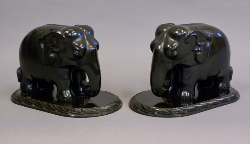 Exceptional Pair Of Carved Ebony Elephants. - Image 2