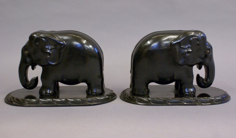 Exceptional Pair Of Carved Ebony Elephants. - Image 4