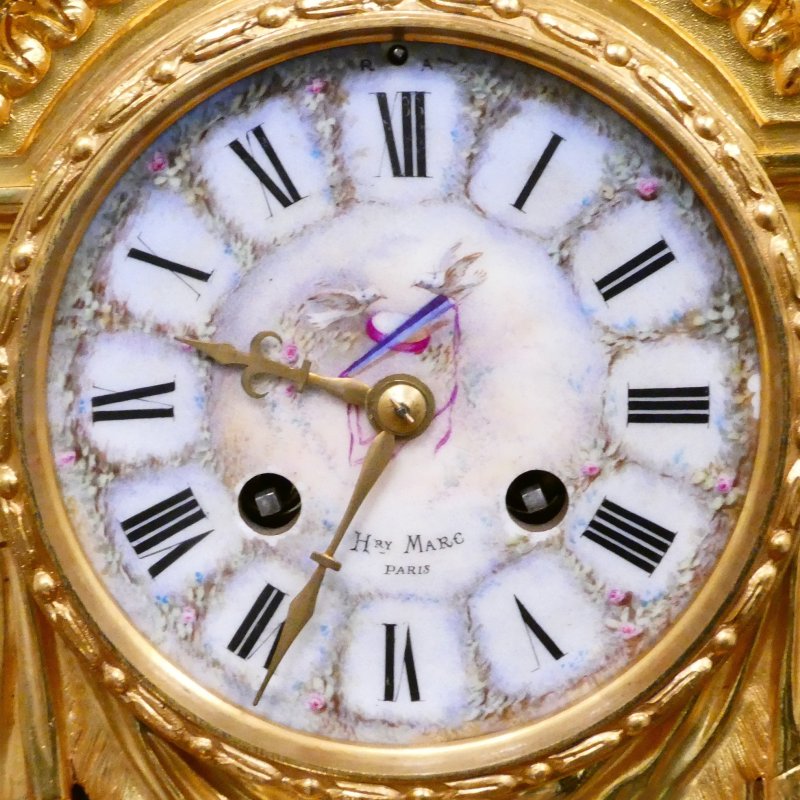 French Louis XVI Style Gilt Bronze & Porcelain Mantel Clock by Japy Freres - Image 3