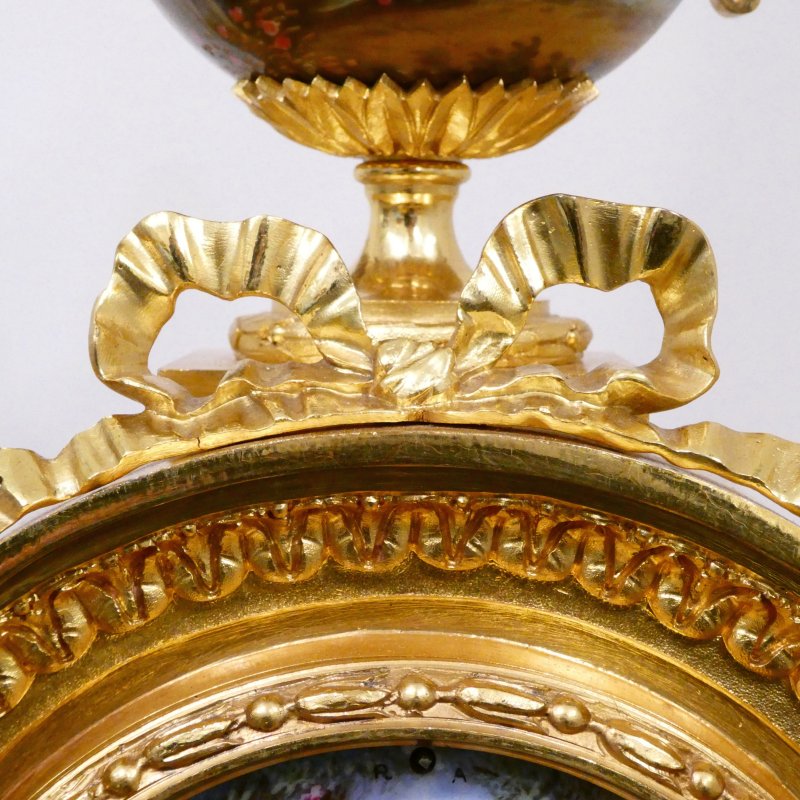 French Louis XVI Style Gilt Bronze & Porcelain Mantel Clock by Japy Freres - Image 10