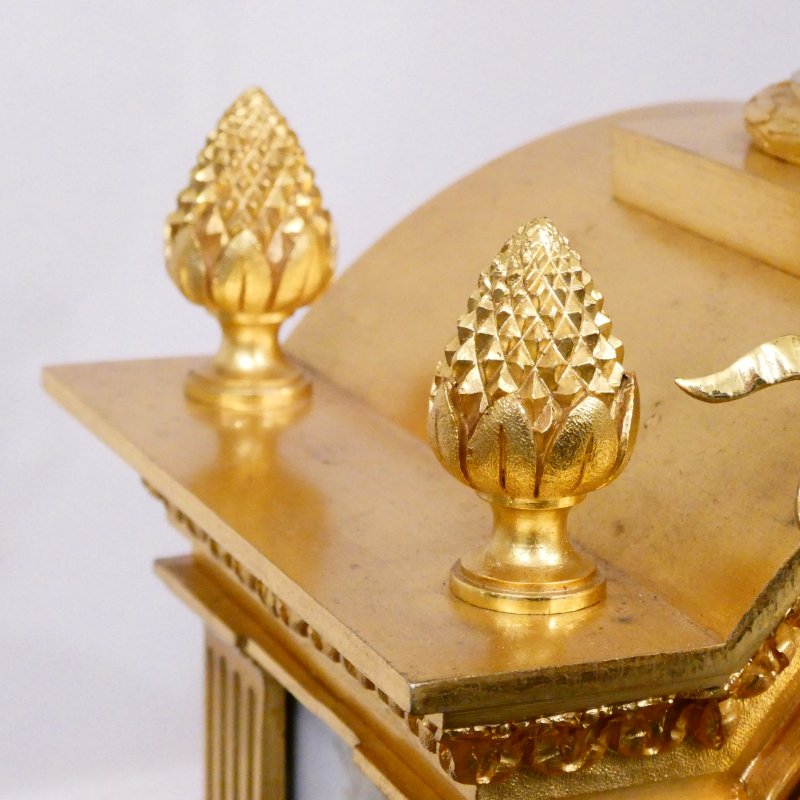 French Louis XVI Style Gilt Bronze & Porcelain Mantel Clock by Japy Freres - Image 11