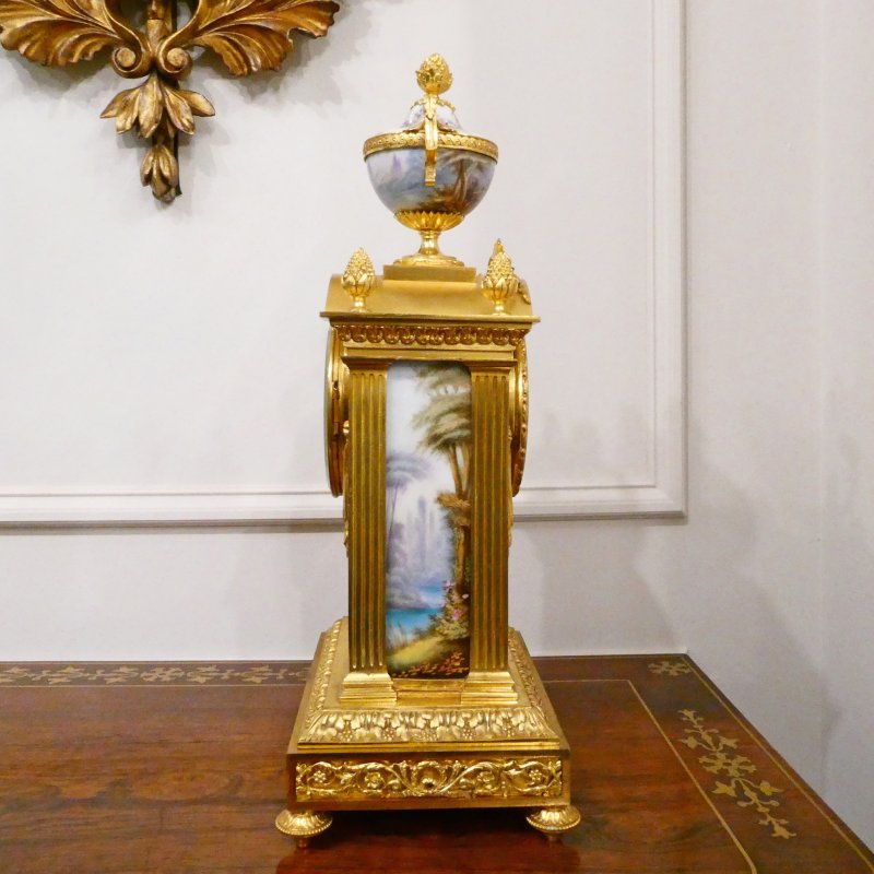 French Louis XVI Style Gilt Bronze & Porcelain Mantel Clock by Japy Freres - Image 12