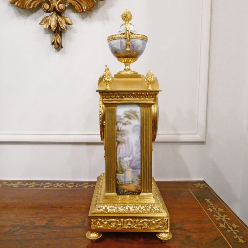French Louis XVI Style Gilt Bronze & Porcelain Mantel Clock by Japy Freres - Image 14