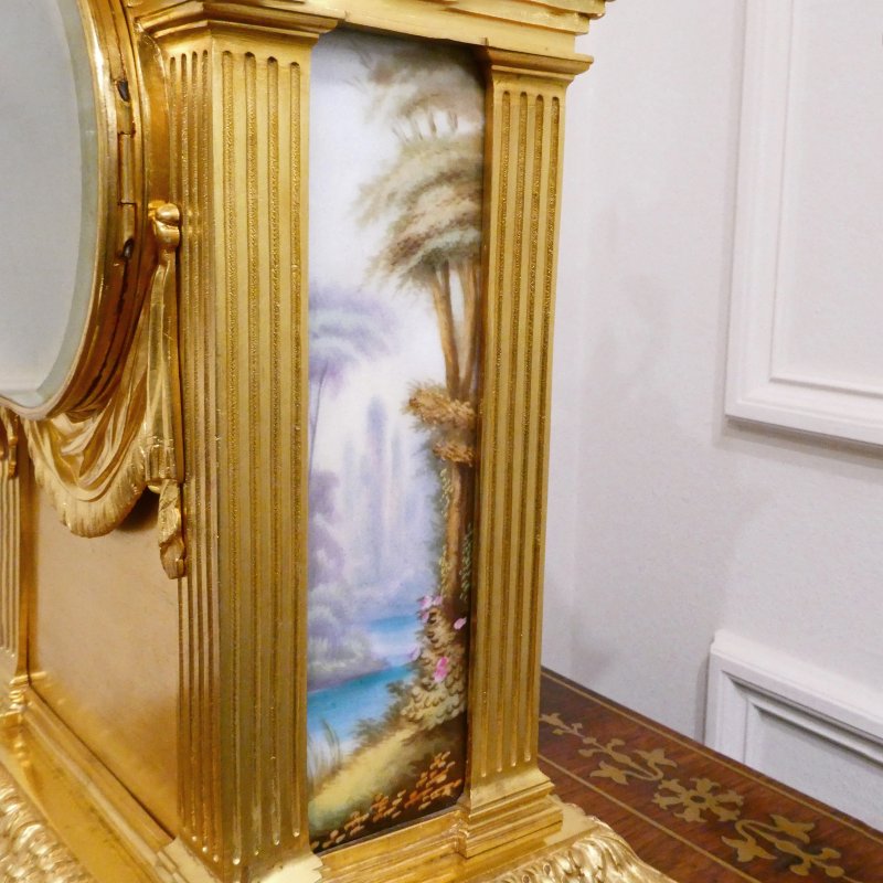 French Louis XVI Style Gilt Bronze & Porcelain Mantel Clock by Japy Freres - Image 13