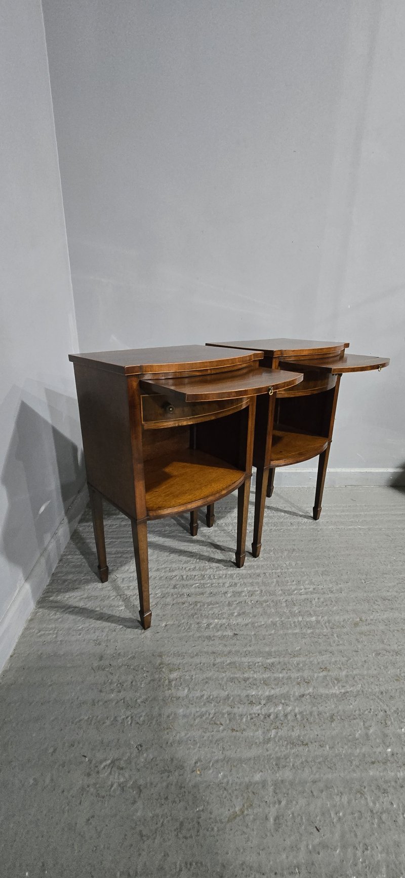 Fine Pair English Mahogany Bedside Lamp Cabinets - Image 6