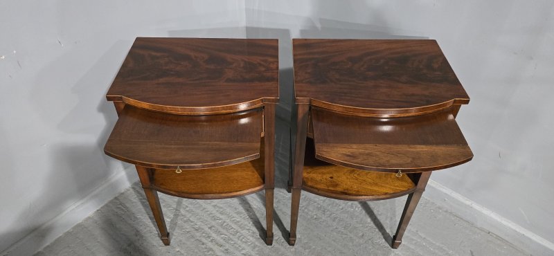 Fine Pair English Mahogany Bedside Lamp Cabinets - Image 5