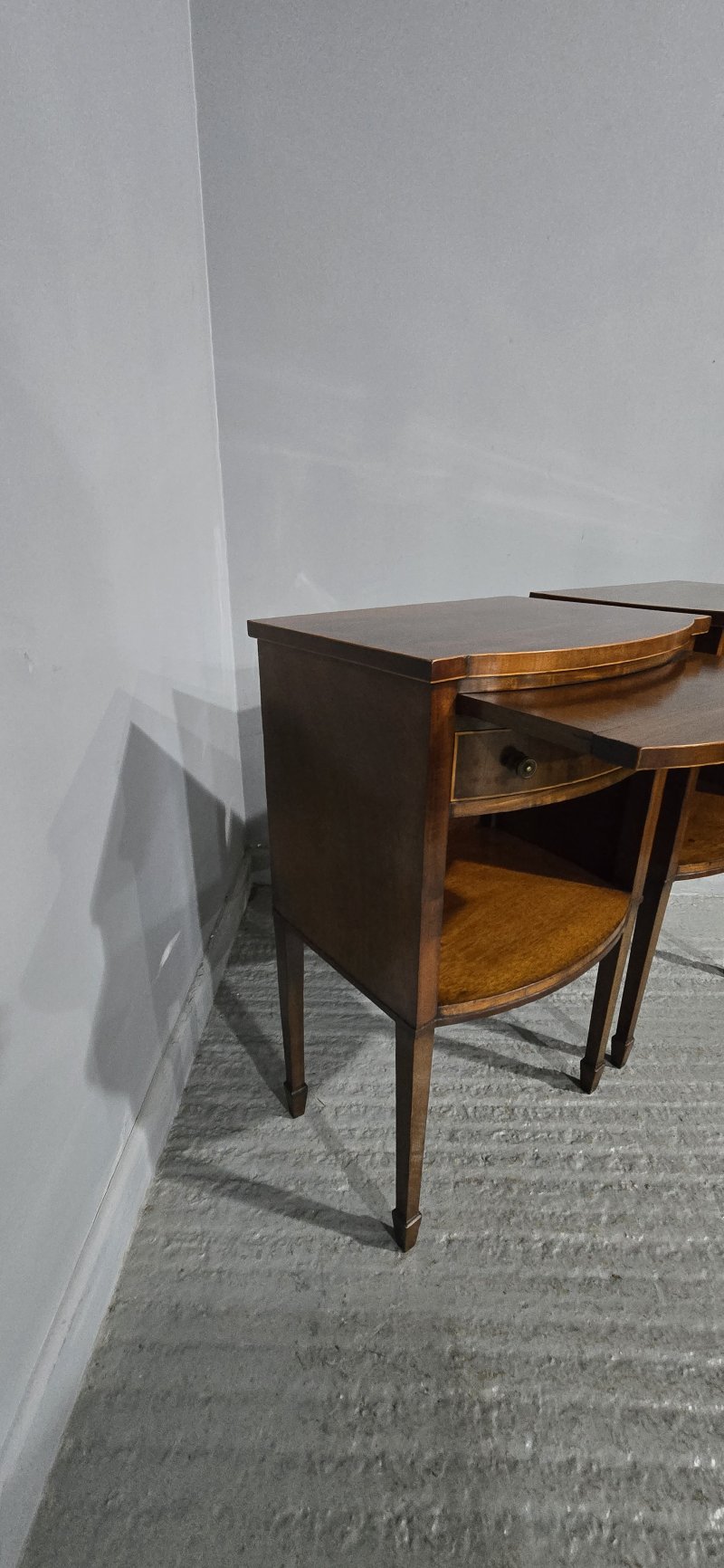 Fine Pair English Mahogany Bedside Lamp Cabinets - Image 12