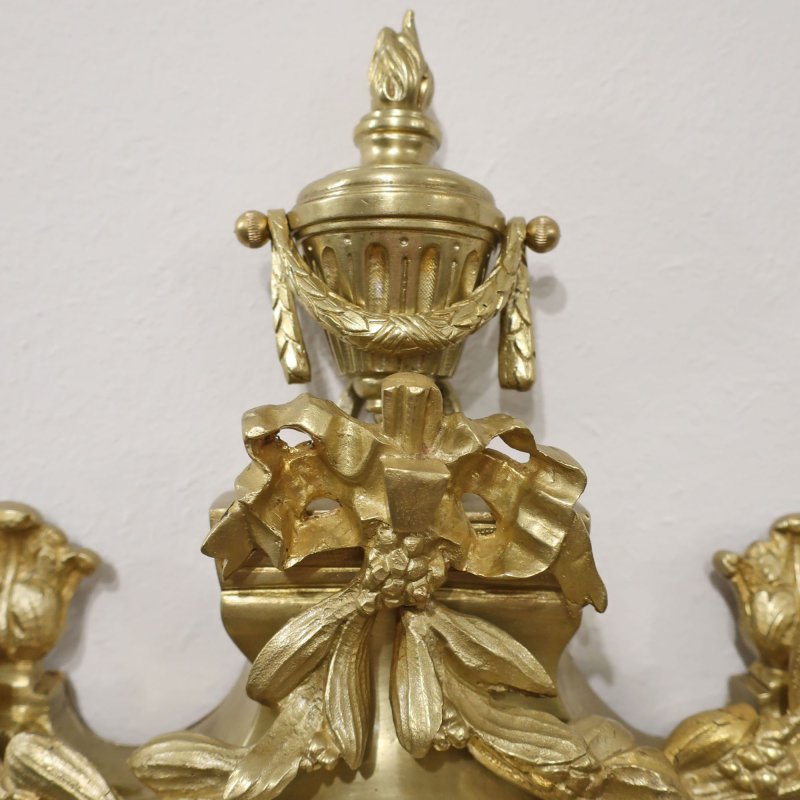 French Louis XVI Style Gilt Bronze Cartel Wall Clock - Image 4