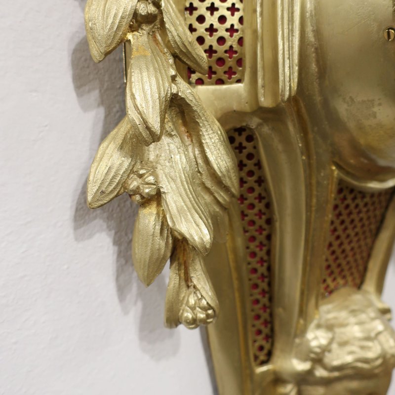 French Louis XVI Style Gilt Bronze Cartel Wall Clock - Image 6