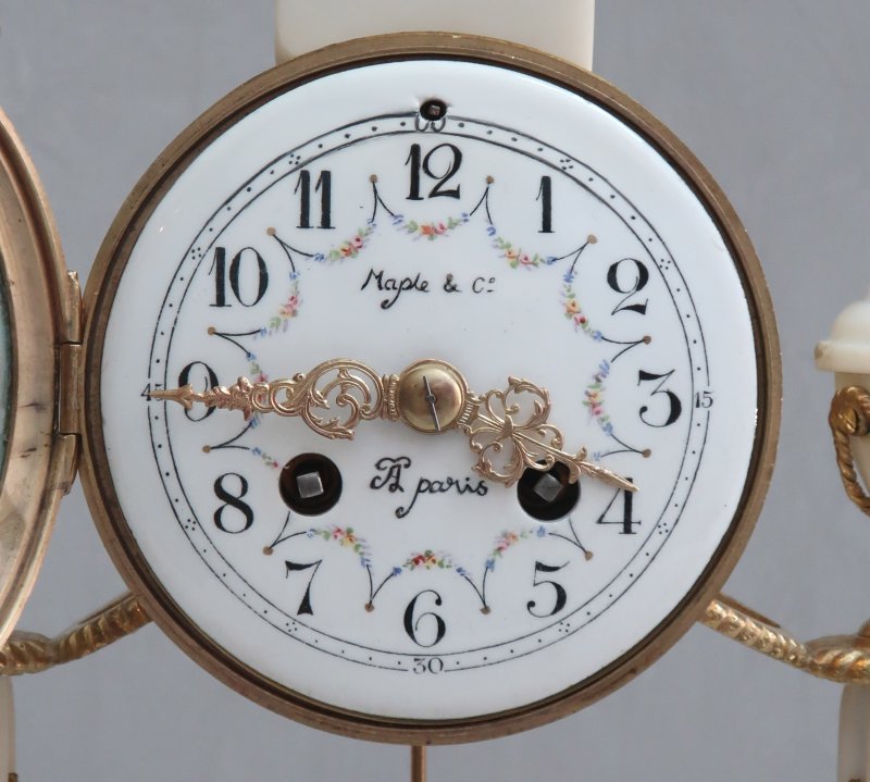 French Louis XVI Style White Marble Mantel Clock - Image 2