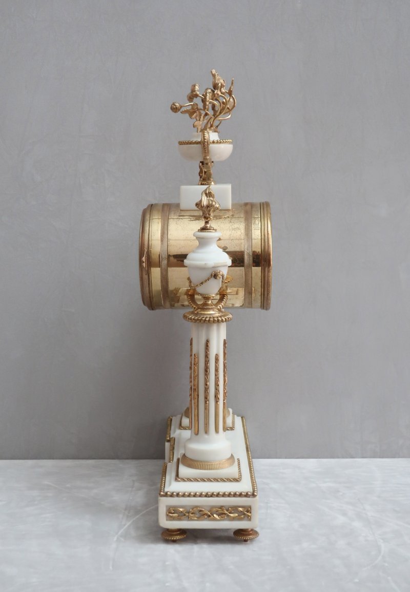 French Louis XVI Style White Marble Mantel Clock - Image 7