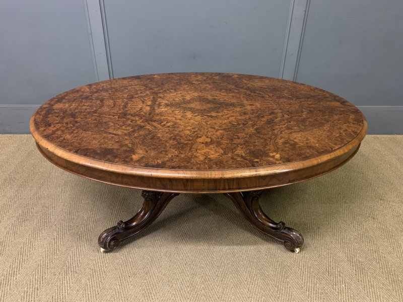 Large Sized Victorian Burr Walnut Coffee Table