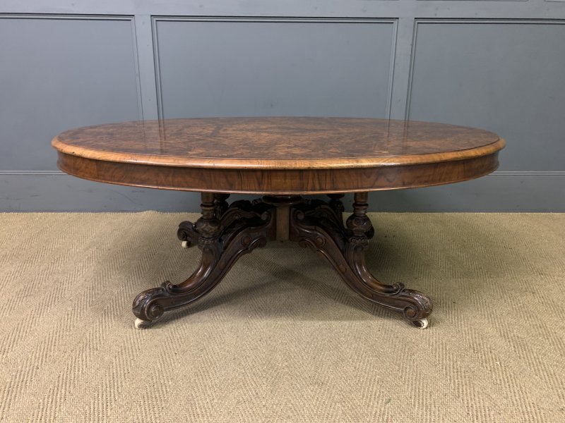 Large Sized Victorian Burr Walnut Coffee Table - Image 7