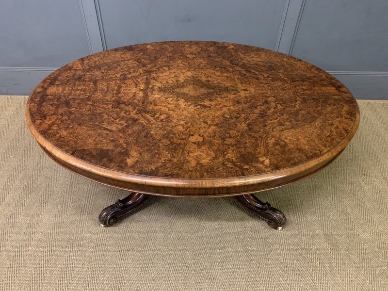 Large Sized Victorian Burr Walnut Coffee Table - Image 11