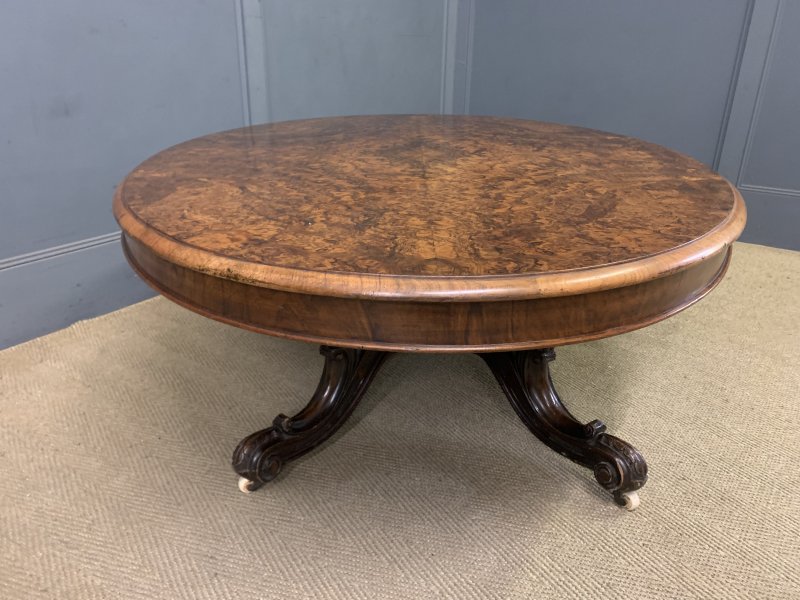 Large Sized Victorian Burr Walnut Coffee Table - Image 4