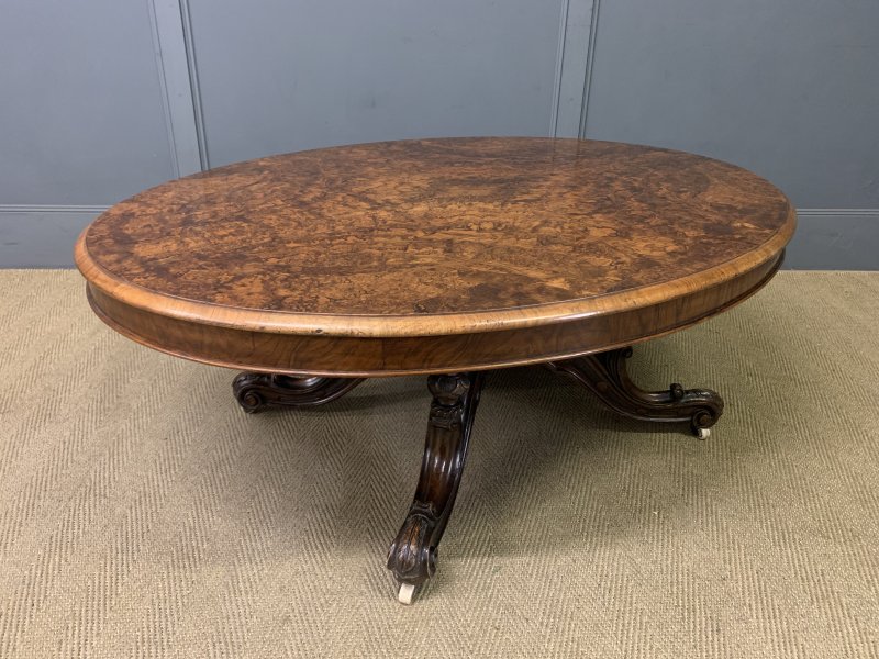 Large Sized Victorian Burr Walnut Coffee Table - Image 3