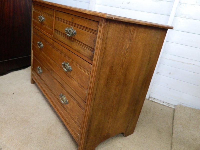 Edwardian Oak Chest of Drawers - Image 7