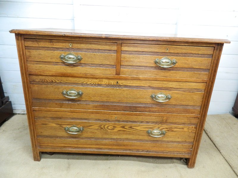 Pair of Edwardian Oak Chest of Drawers - Image 4