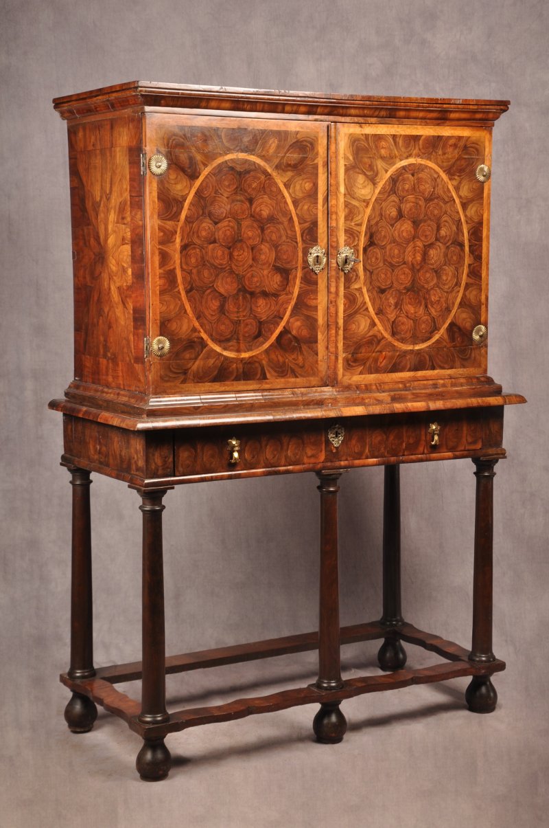 17th Century Olive Wood Oyster Cabinet