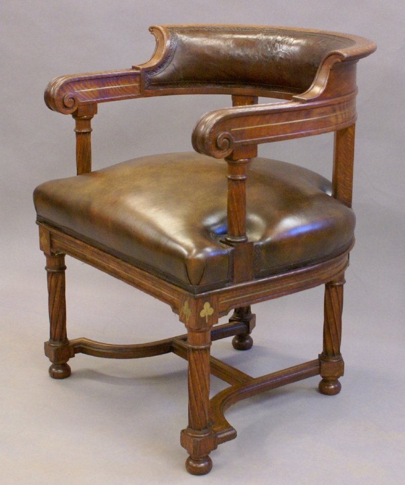 A Rare Bold 19th Century Brass Inlaid Arm Chair - Image 2