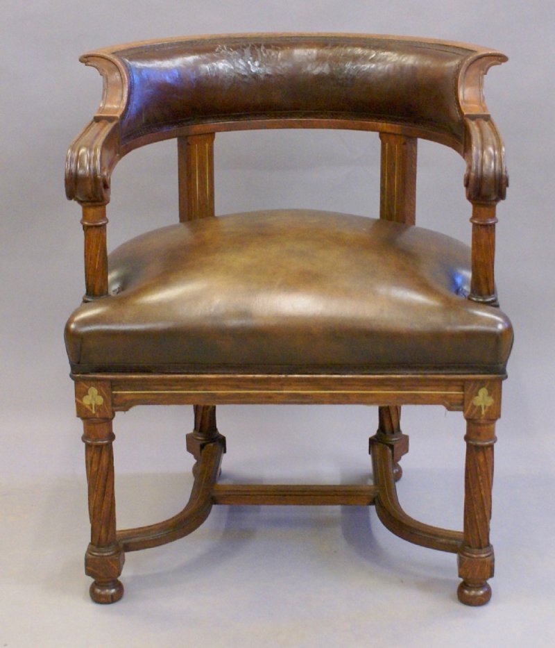 A Rare Bold 19th Century Brass Inlaid Arm Chair - Image 3