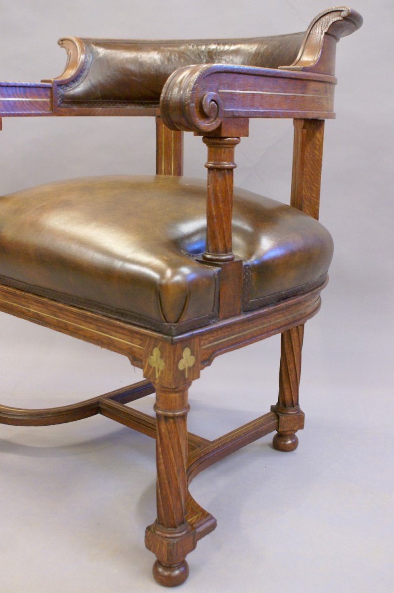A Rare Bold 19th Century Brass Inlaid Arm Chair - Image 5