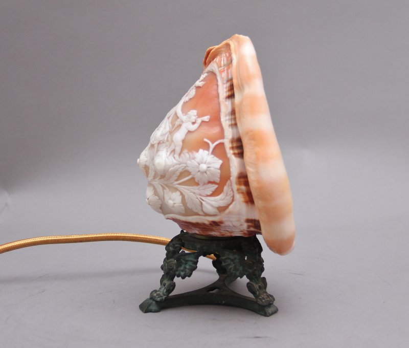19th Century carved shell cameo lamp - Image 6